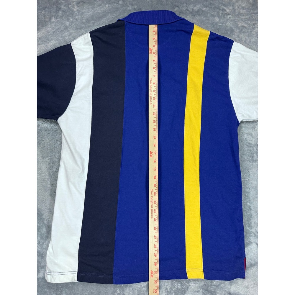 Vintage Chaps Ralph Lauren Color Block Polo Shirt Mens XL Blue Yellow Flag Logo - Picture 7 of 8